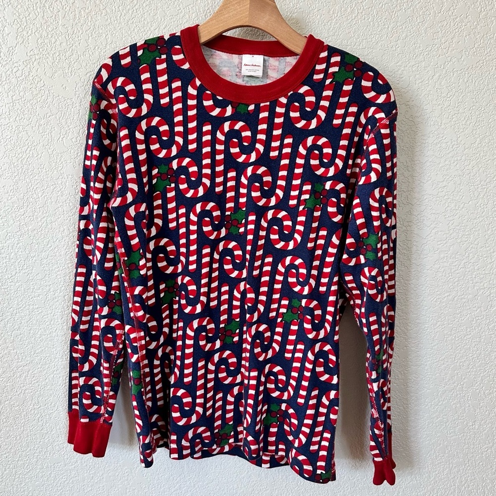 Hanna Andersson Candy Cane Matching Family Pajamas Long John Top Pant Set Size M - Picture 2 of 6